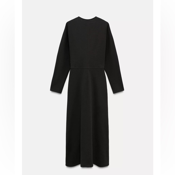 Zara Elegant Burgundy V-Neck Dress - Picture 6 of 13